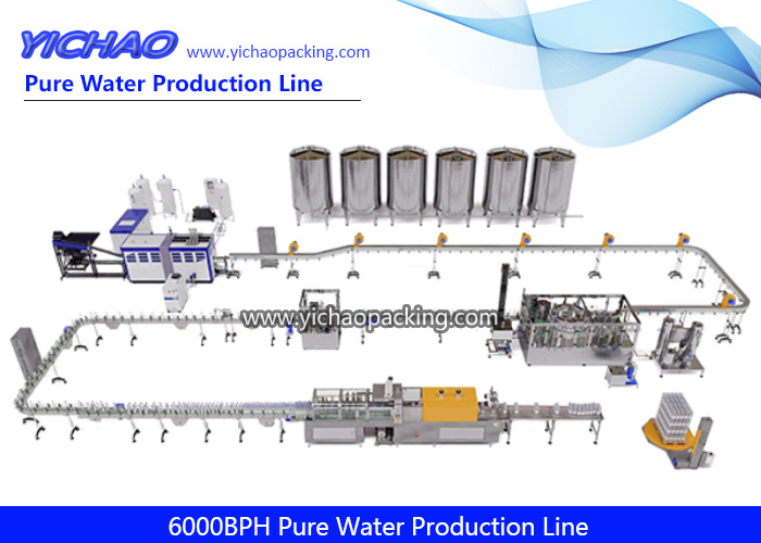 Full Automatic 6000BPH Pure Water Production Line(350ml/750ml PET/Plastic/Glass Bottle Filling Packing Machine )